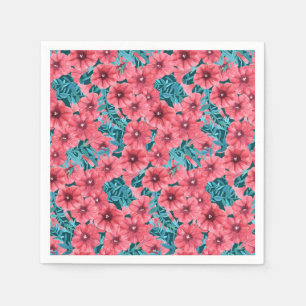 Rotes Bohnenmuster-Blume Serviette