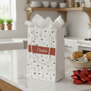 Rotes Boho-Waldland Winterberry-Monogramm Kleine Geschenktüte