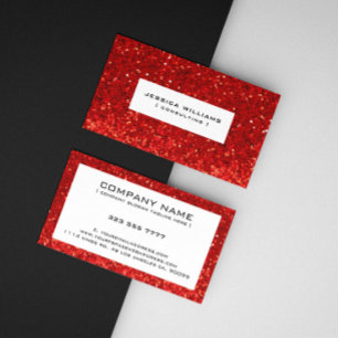 Rotes Bokeh-Glitter & Funkeln Schwarze Akzente Visitenkarte