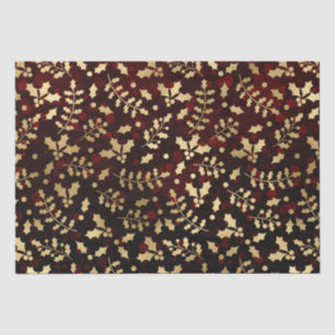 Rotes Bokeh und Goldfolie Weihnachts-Stechpalme Seidenpapier