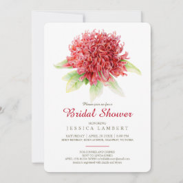 Rotes Bordeaux-Waratah-Brautparty Einladung