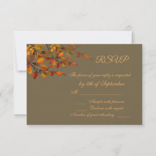 Rotes, braunes, gelbes herbstliches Blätter UAWG RSVP Karte
