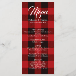 Rotes Büffel kariertes rustikales Wintermenü Menükarte