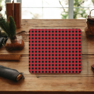 Rotes Büffel-Karo-Mauspad für festliche Dekoration Mousepad