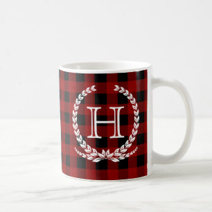 Rotes Büffel-Karo-Monogramm Kaffeetasse