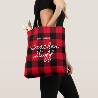 Rotes Büffel-Karo Persönliches Lehrer-Zubehör Tasche