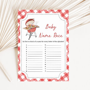 Rotes Burger BBQ Baby Shower Baby Name Ratespiel