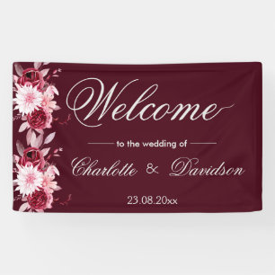 Rotes Burgund Blush Pink Begrüßung Begrüßung Banner