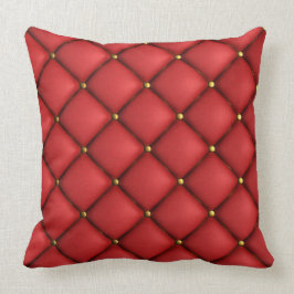 Rotes büscheliges ledernes Blick-Druck-Kissen Kissen