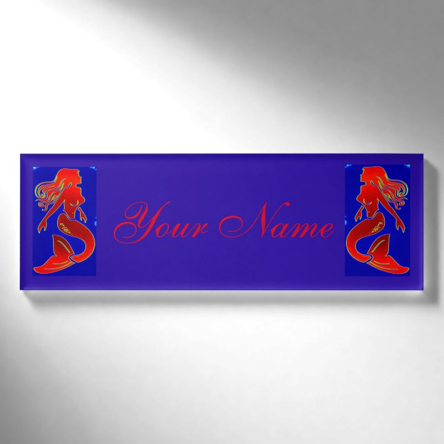 Rotes Button-Up-Meerjungfrauen Thunder_Cove Namenschild (Vorderseite)