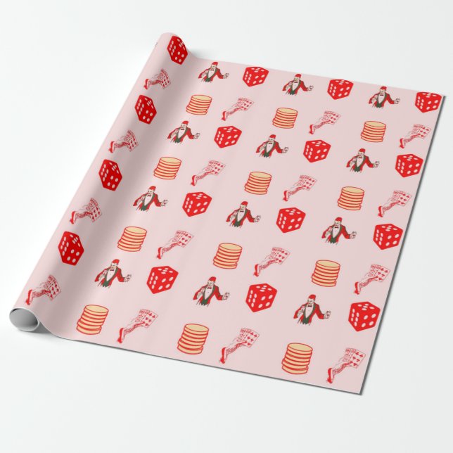 Rotes Casino-Dekorationsmuster Geschenkpapier (Ungerollt)