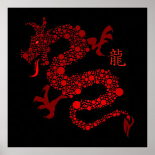 Rotes Chinesisches Jahr des Drachen Poster