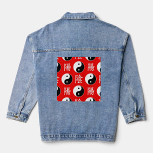 Rotes chinesisches Yin-Yang-Muster Jeansjacke