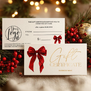 Rotes Coquette-Schleife Gold-Logo-Geschenkgutschei