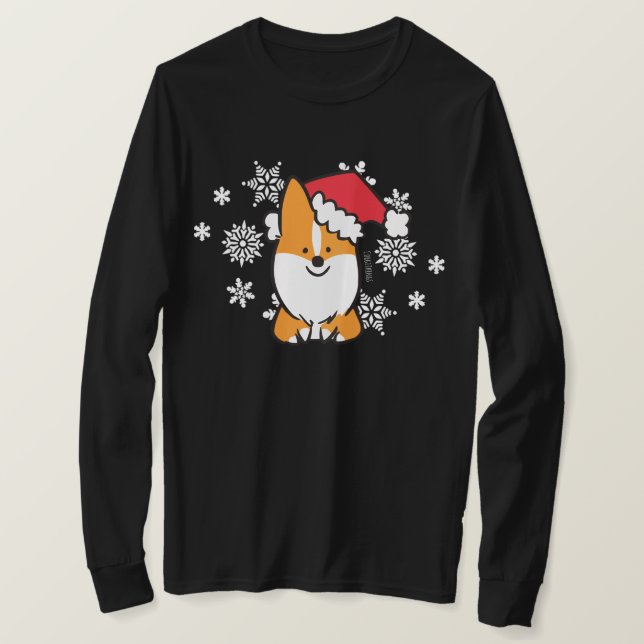 Rotes Corgi-Sankt-Shirt T-Shirt (Design vorne)