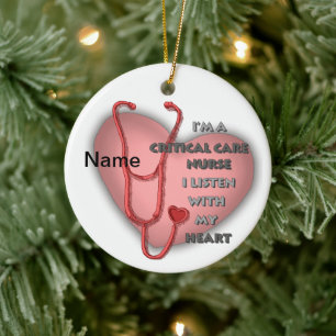 Rotes Critical-Care-Krankenschwester-Ornament Keramikornament
