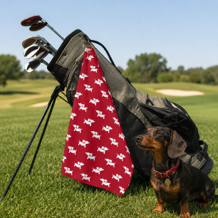 Rotes Dachshund-Golfhandtuch Golfgeschenk Golfhandtuch