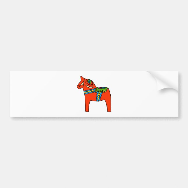 Rotes Dala Pferd Autoaufkleber (Vorne)