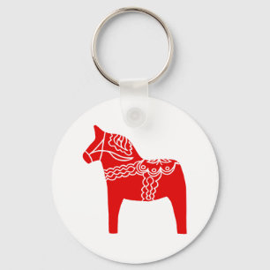 Rotes Dala Pferd Schlüsselanhänger