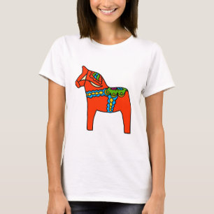 Rotes Dala Pferd T-Shirt