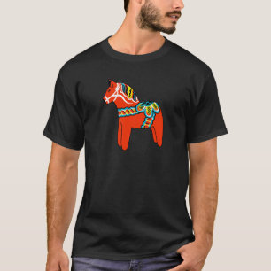 Rotes Dala Pferd T-Shirt