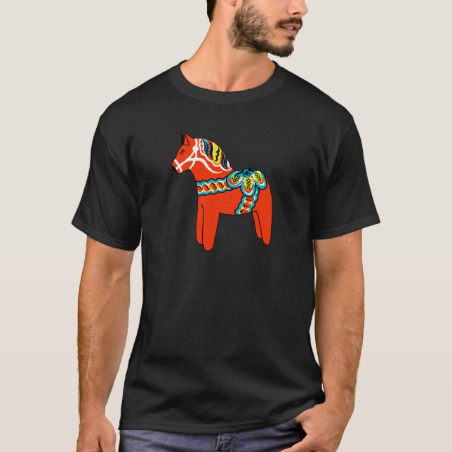 Rotes Dala Pferd T-Shirt (Vorderseite)