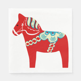 Rotes Dala Pferdepapierservietten Serviette