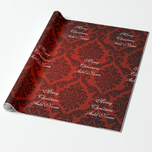 Rotes Damast Frohe Weihnachten mit Namen Weihnacht Geschenkpapier