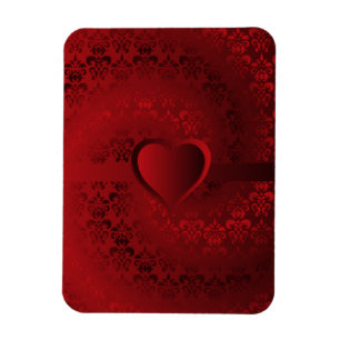 Rotes Damast-Herz Magnet