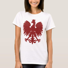 Rotes Damast-Polnisches Eagle T-Shirt