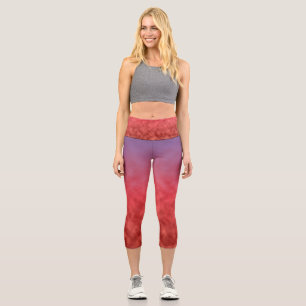 Rotes Dämmerungshauch Capri Leggings
