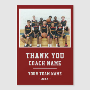 Rotes Dankeschön-Trainer-Teamname-Foto-Magnetkarte Magnetkarte