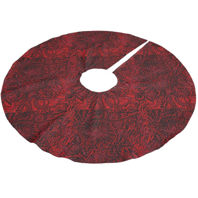 Rotes Dekoratives Blume Stoffdesign Treppenhaus Polyester Weihnachtsbaumdecke (Schrägansicht)