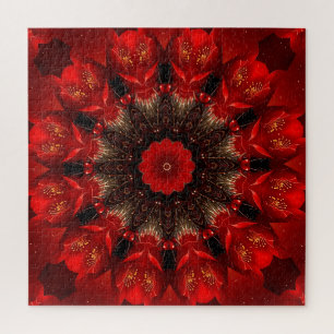 Rotes dekoratives Blumenpuzzle