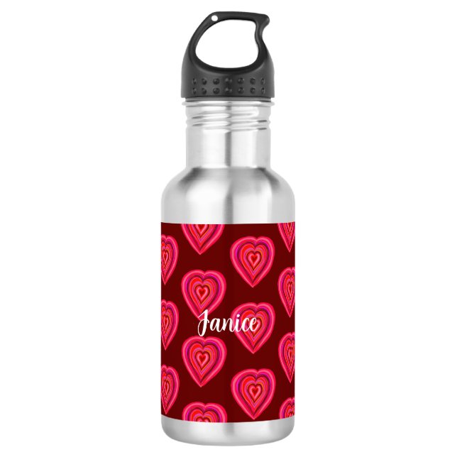 rotes dekoratives Herz Edelstahlflasche (Vorderseite)