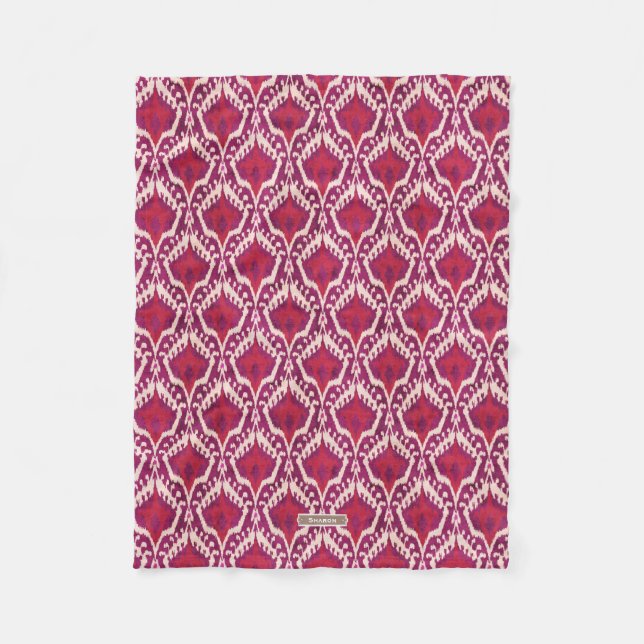 Rotes des Chic bunte und lila ikat Stammes- Muster Fleecedecke (Vorderseite)