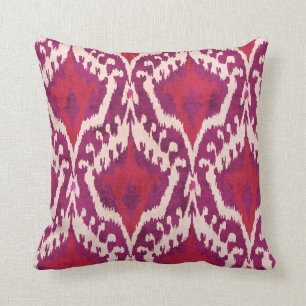 Rotes des Chic bunte und lila ikat Stammes- Muster Kissen
