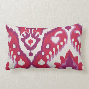 Rotes des Chic bunte und lila ikat Stammes- Muster Lendenkissen
