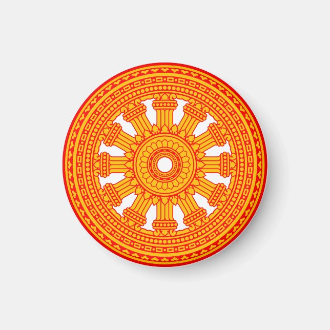 Rotes Dharma-Rad (buddhistische Kunst) Magnet (Vorne)