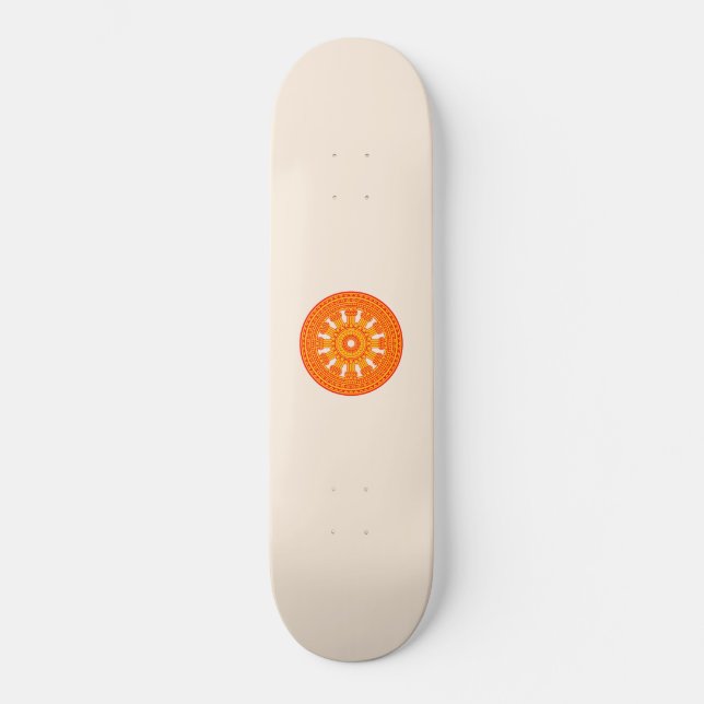 Rotes Dharma-Rad (buddhistische Kunst) Skateboard (Vorderseite)