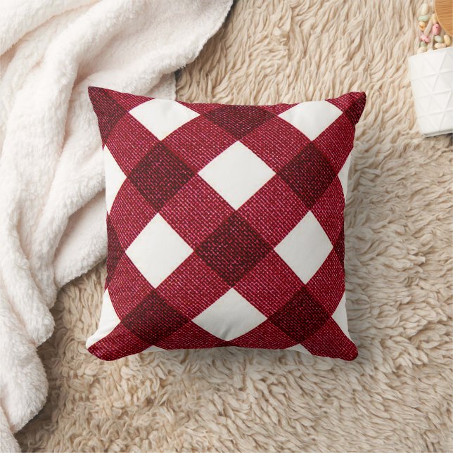 Rotes Diagonal Buffalo Scheckkopfkissen Kissen (Decke)