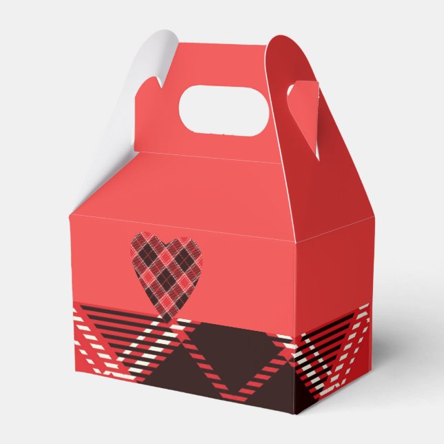 Rotes Diamantmuster Tartan Gefälligkeitsbox Geschenkschachtel (Vorderseite)