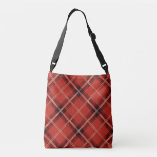 rotes Diamantmuster Tartan Tragetaschen Mit Langen Trägern