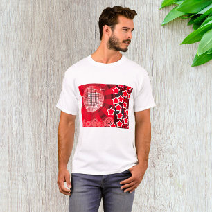 Rotes Disco-Party-Thema mit Sternen und Glitterbal T-Shirt