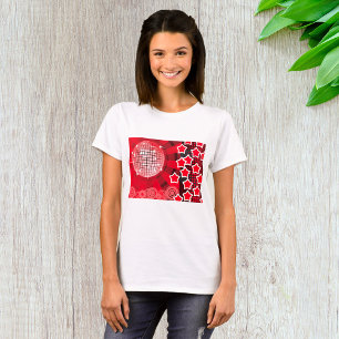 Rotes Disco-Party-Thema mit Sternen und Glitterbal T-Shirt