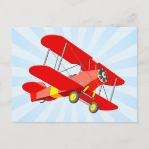 Rotes Doppeldecker-Grafik mit blauem Sternen-Burst Postkarte