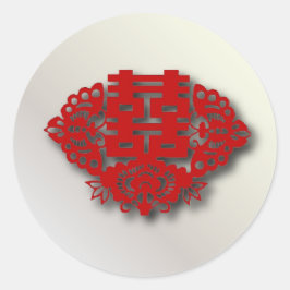 Rotes Doppelglücksgefühl Chinesische Hochzeit Runder Aufkleber