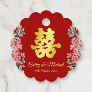 Rotes doppeltes Glück Blumenzwiebeln Chinesische H Geschenkanhänger