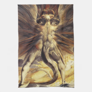 Rotes Drache-Geschirrtuch Williams Blake Geschirrtuch