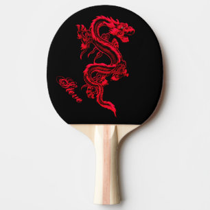 Rotes Drache-Klingeln Pong Paddel Tischtennis Schläger
